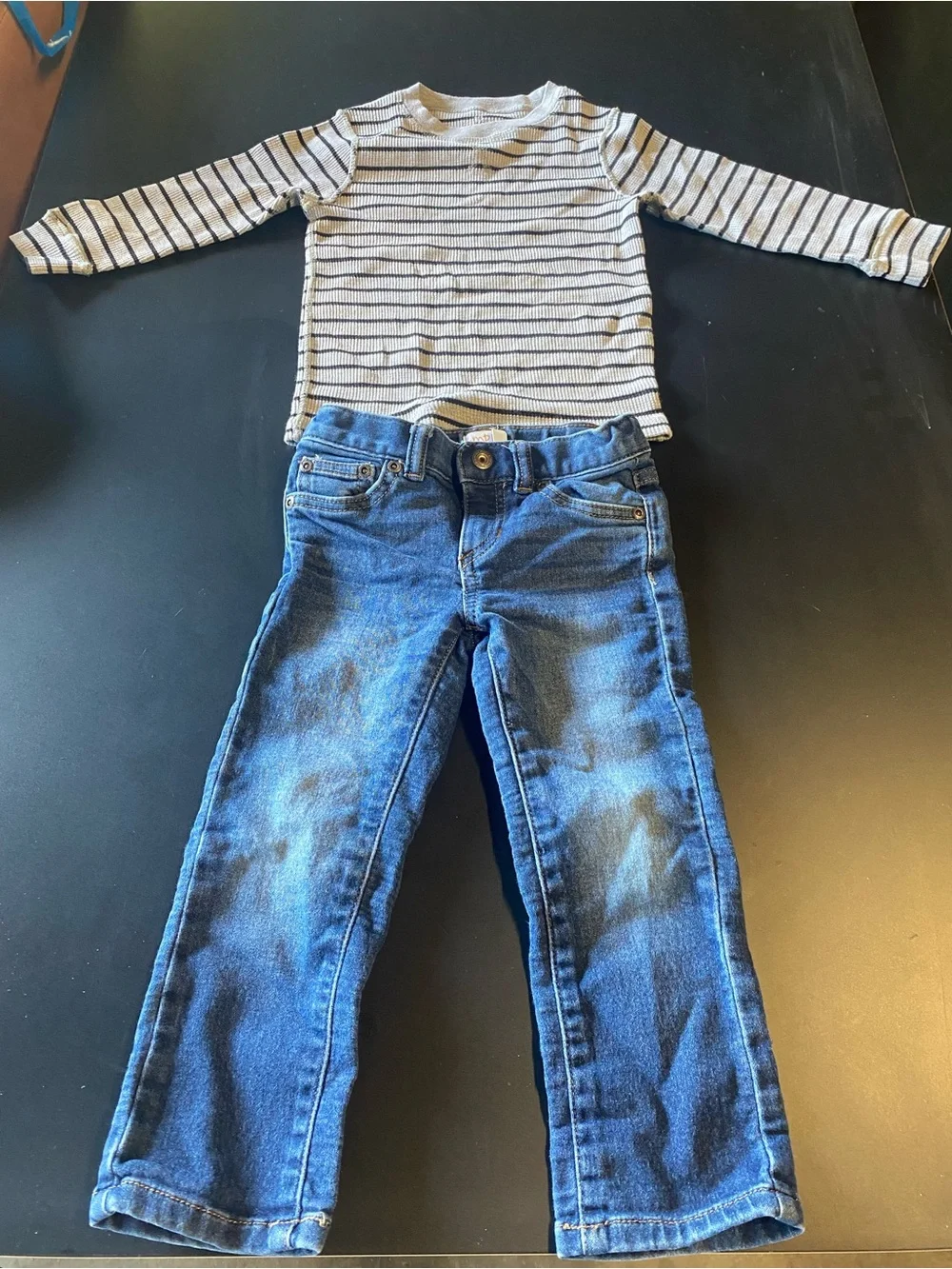 2 Outfits - Incl. Kids Blue Denim Jeans - Classic Straight Fit